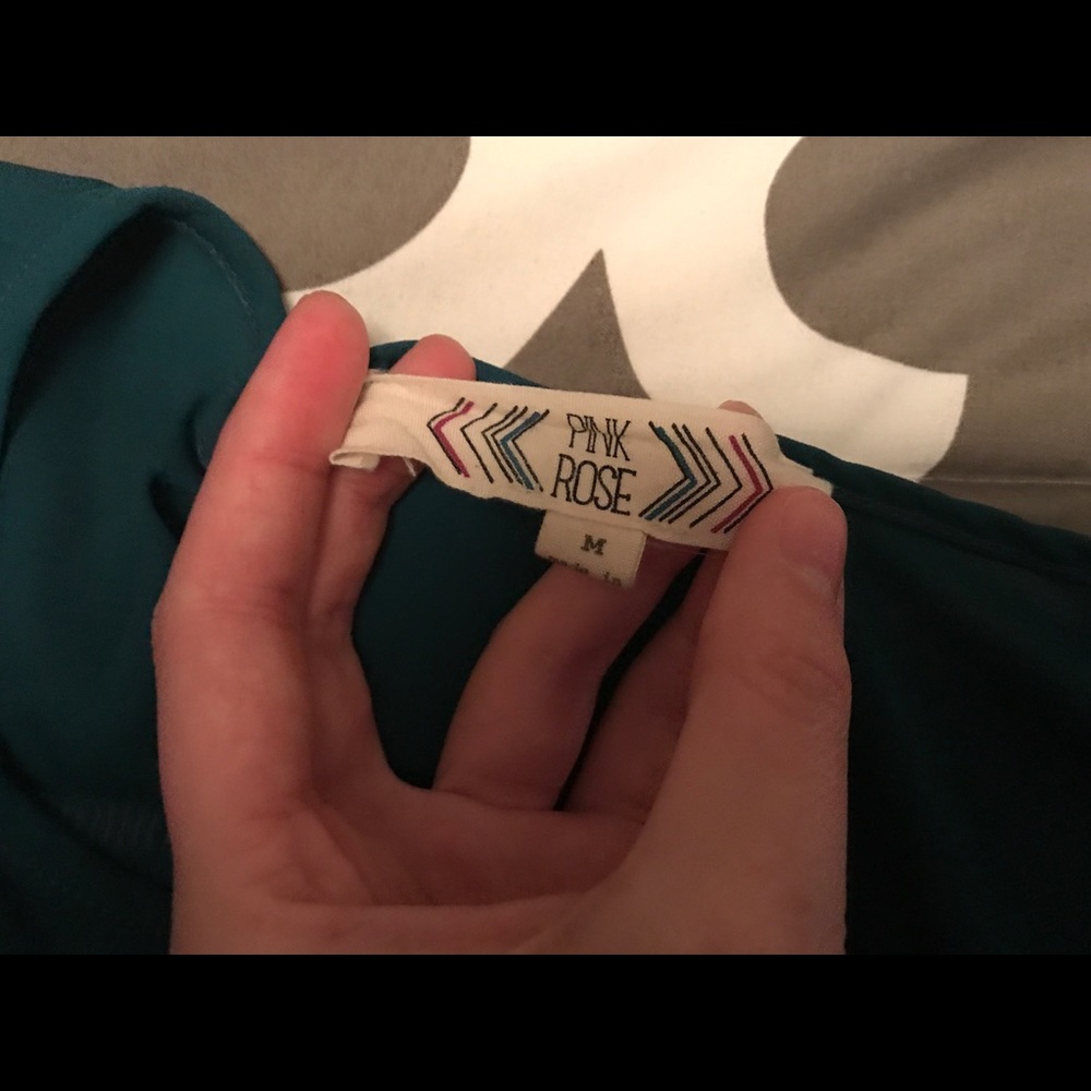 Pink Rose Teal Blouse - Picture 2 of 4